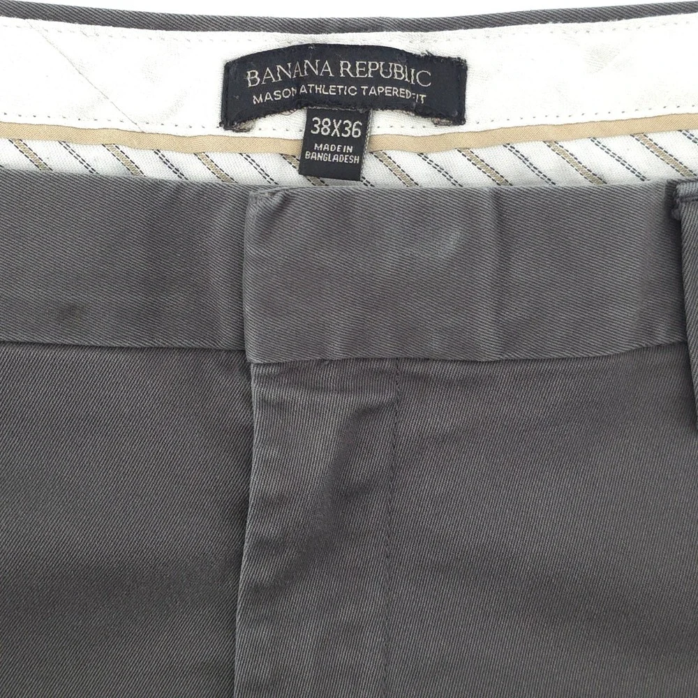 Banana Republic Mens Pants Mason Athletic Tapered 38x36 Gray Chino Workwear